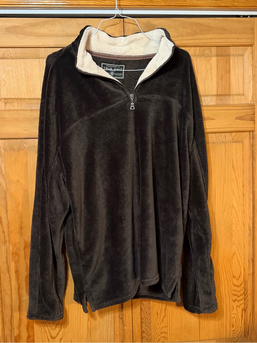 True Grit Men's Brown Zip-Up Sherpa Pullover